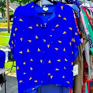 Pizza Print Button Down Amy